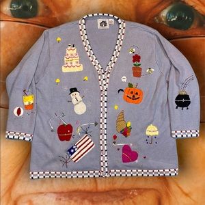 Multi Holiday Sweater Cardigan